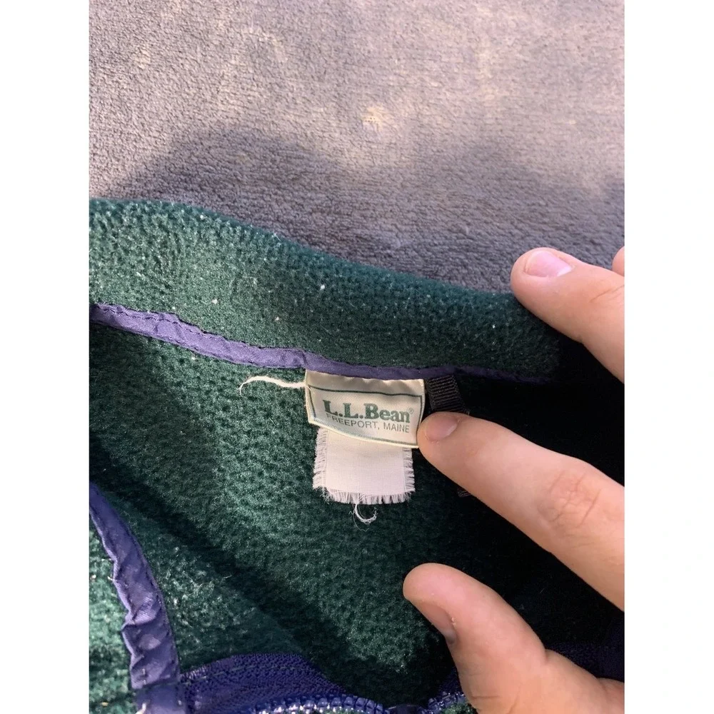 Vintage L.L. Bean Synchilla Snap-T Fleece Jacket Full Zip 90s Green Mens M L - Picture 3 of 6